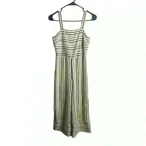 Japna Size Small Stripe Wide Leg Jumpsuit Smocked Black And White Sleeveless